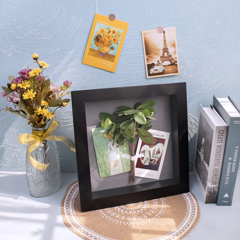 Frametory, 11x11 Shadow Box Frame - Front Opening - 2 inch Depth Display Box for Wall and Tabletop Display- Memory Box, 6 Pins Included (11x11, Black) - Image 5